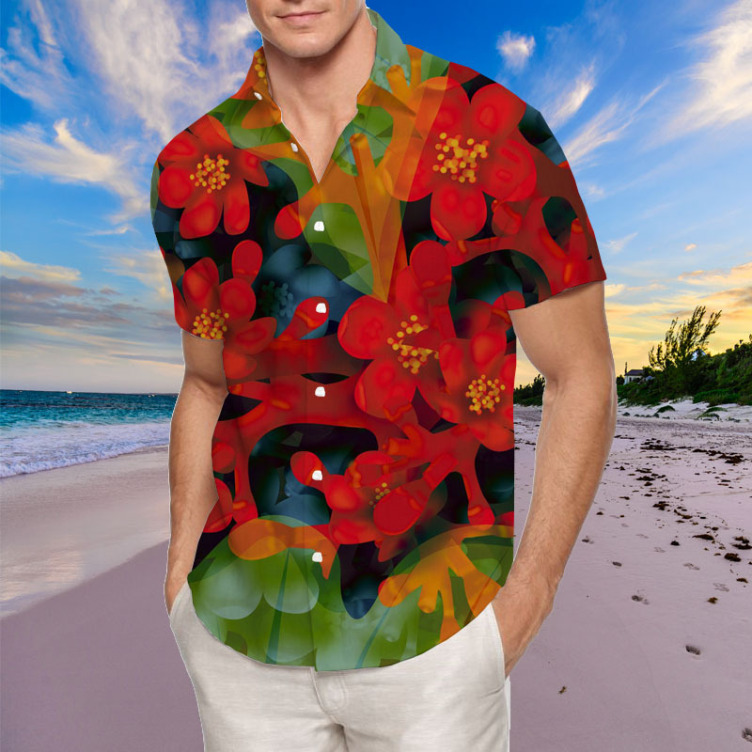 Digital print casual short-sleeved trend shirt