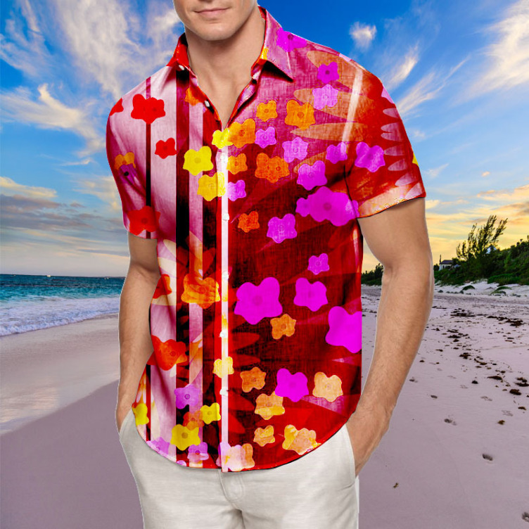Digital print casual short-sleeved trend shirt
