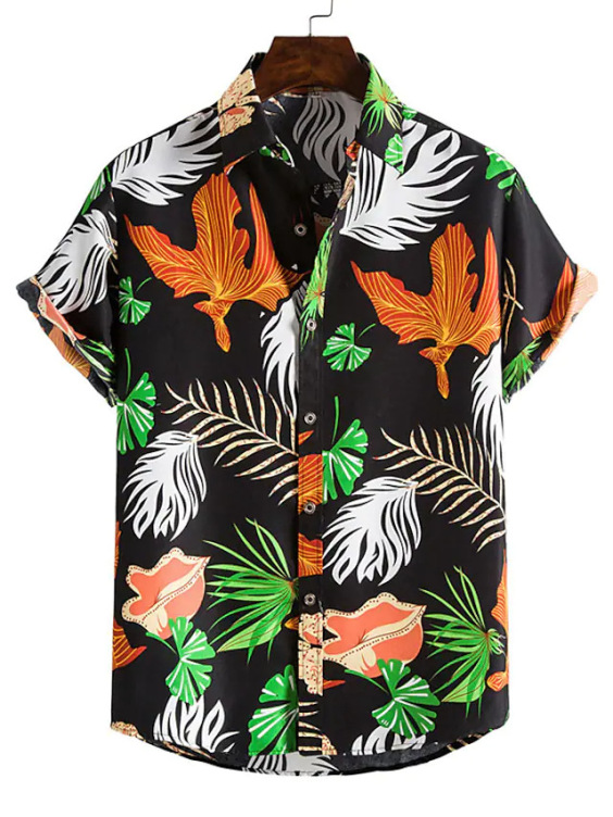Printed casual short-sleeved trend shirt