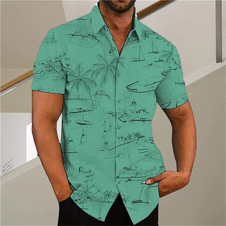 Printed casual trend short-sleeved shirt