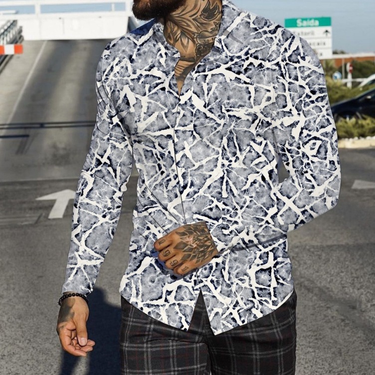 Printed short-sleeved casual trend shirt