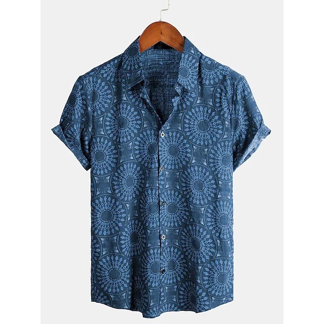 Digital print casual short-sleeved trend shirt