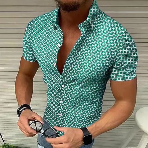 Plaid short-sleeved casual trend shirt