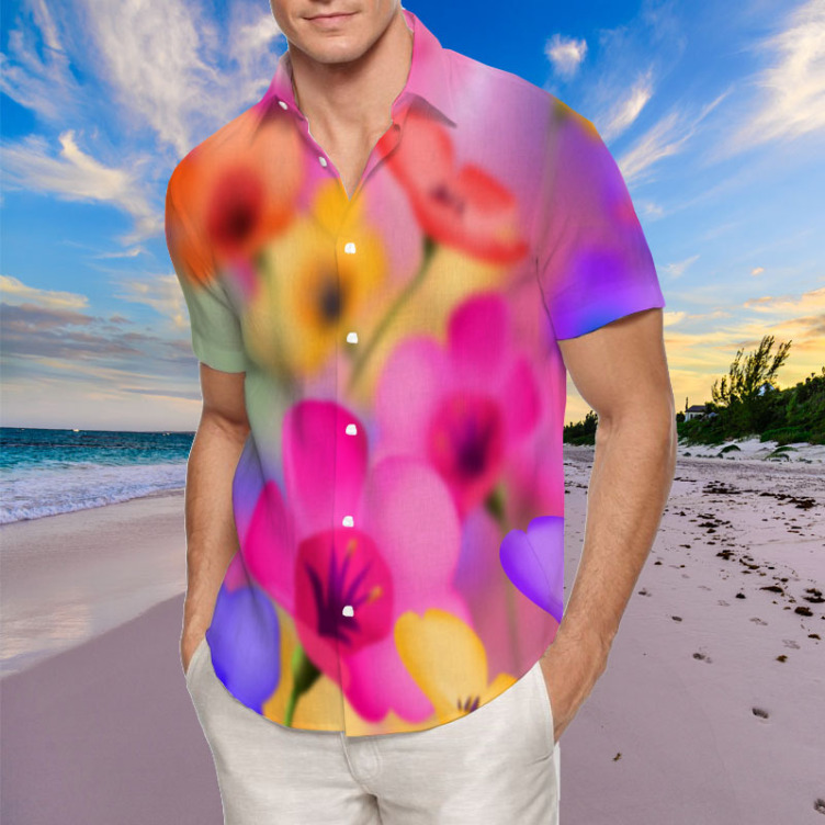 Digital print casual short-sleeved trend shirt