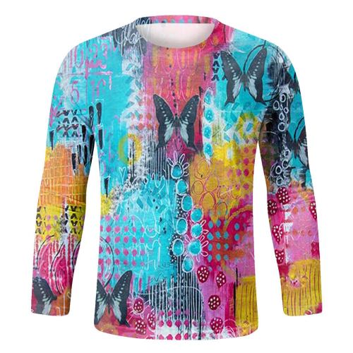 Printed trend off long sleeve T-shirt