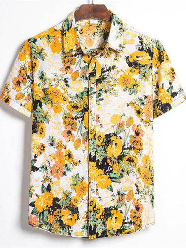 Printed casual short-sleeved trend shirt