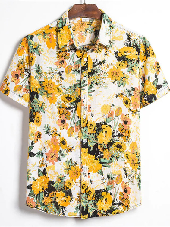 Printed casual short-sleeved trend shirt