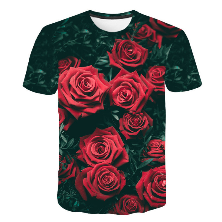 Digital print casual short-sleeved trend T-shirt