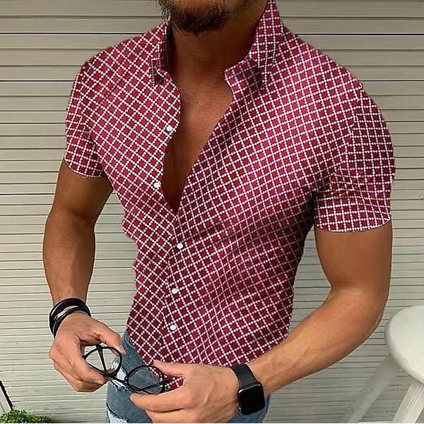 Plaid short-sleeved casual trend shirt
