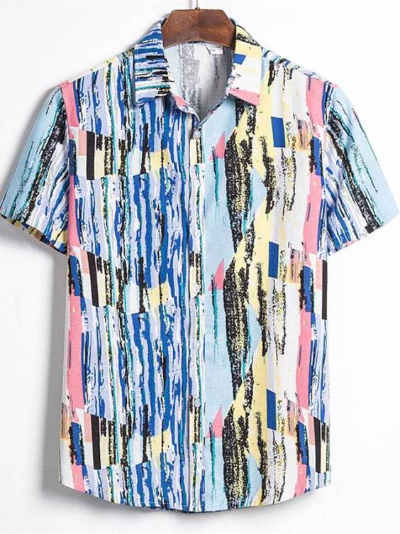 Printed casual short-sleeved trend shirt