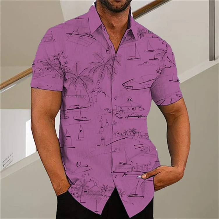 Printed casual trend short-sleeved shirt