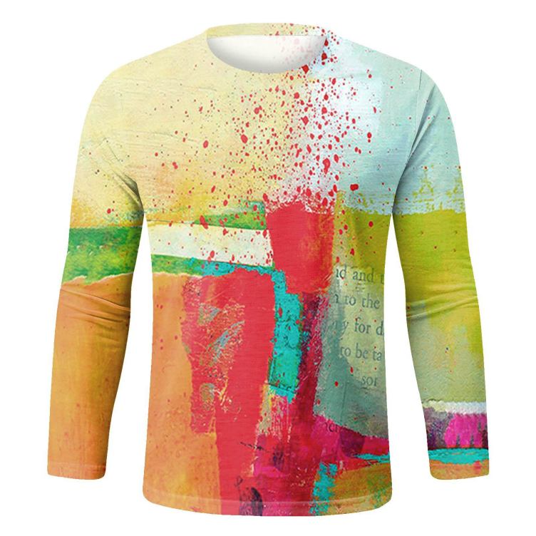 Printed trend off long sleeve T-shirt