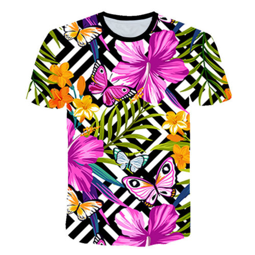 Digital print casual short-sleeved trend T-shirt