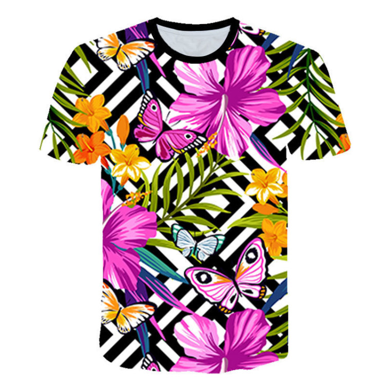 Digital print casual short-sleeved trend T-shirt
