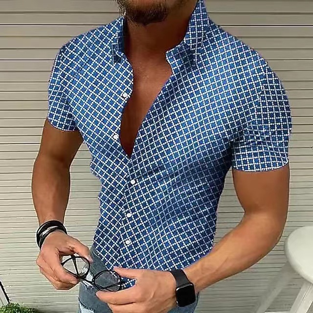 Plaid short-sleeved casual trend shirt