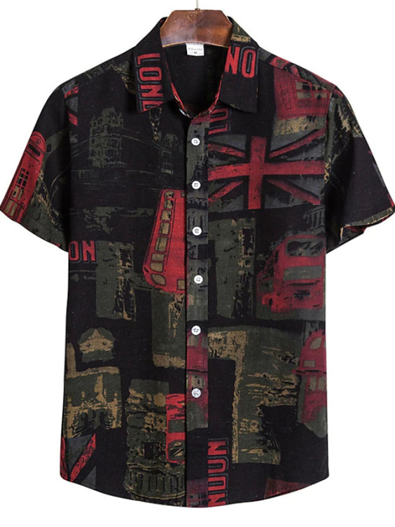 Printed casual short-sleeved trend shirt