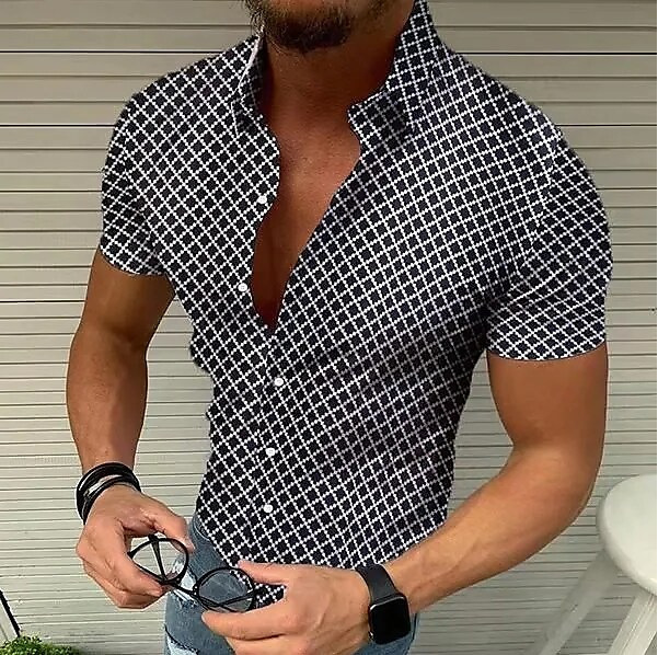 Plaid short-sleeved casual trend shirt