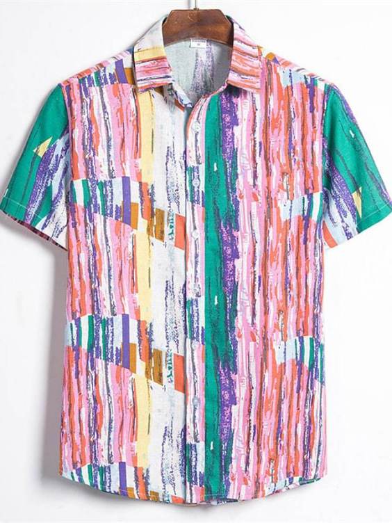 Printed casual short-sleeved trend shirt