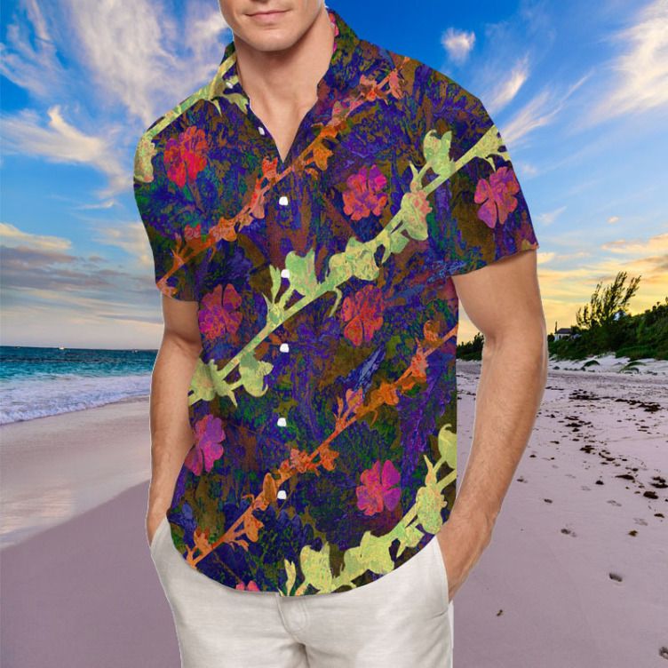 Digital print casual short-sleeved trend shirt