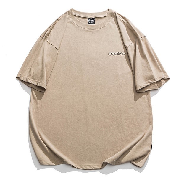 Pattern-print crewneck short-sleeved trend T-shirt
