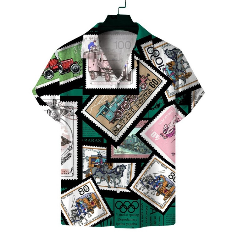 Printed casual short-sleeved trend shirt