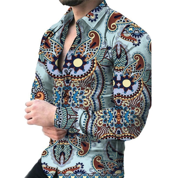 Printed casual long-sleeved trend shirt