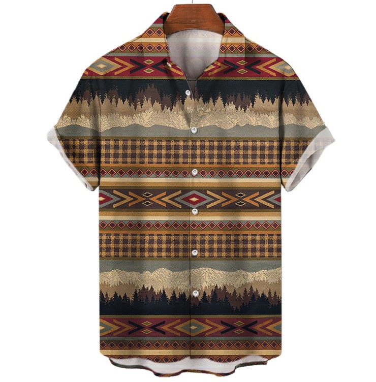 Printed casual short-sleeved fashion trend shirt