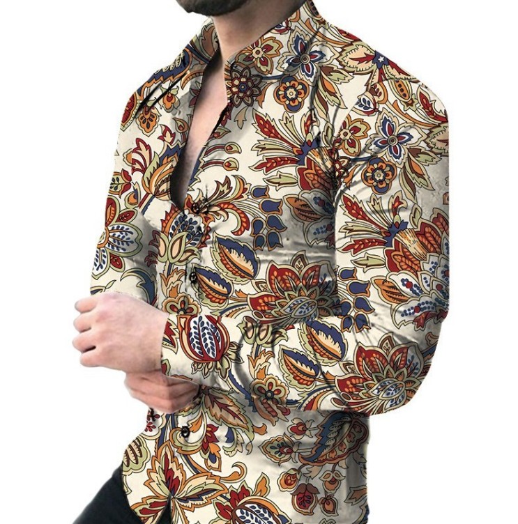 Printed casual long-sleeved trend shirt