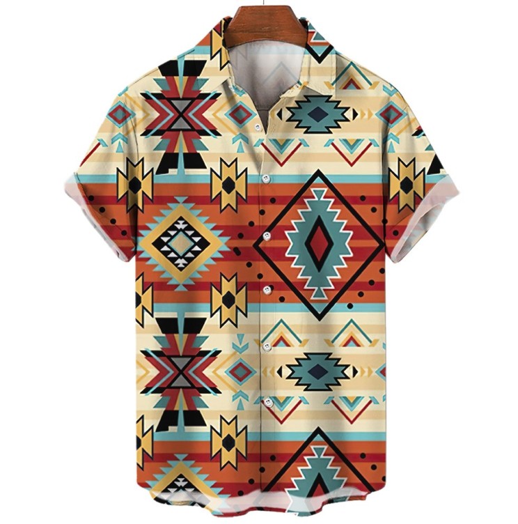 Printed casual short-sleeved fashion trend shirt