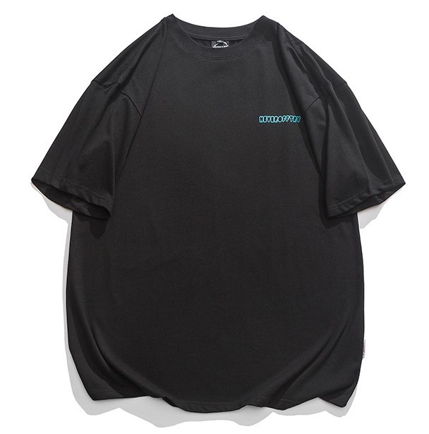 Pattern-print crewneck short-sleeved trend T-shirt
