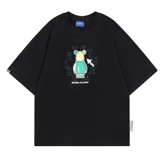 Cartoon print crewneck short sleeve trend T-shirt
