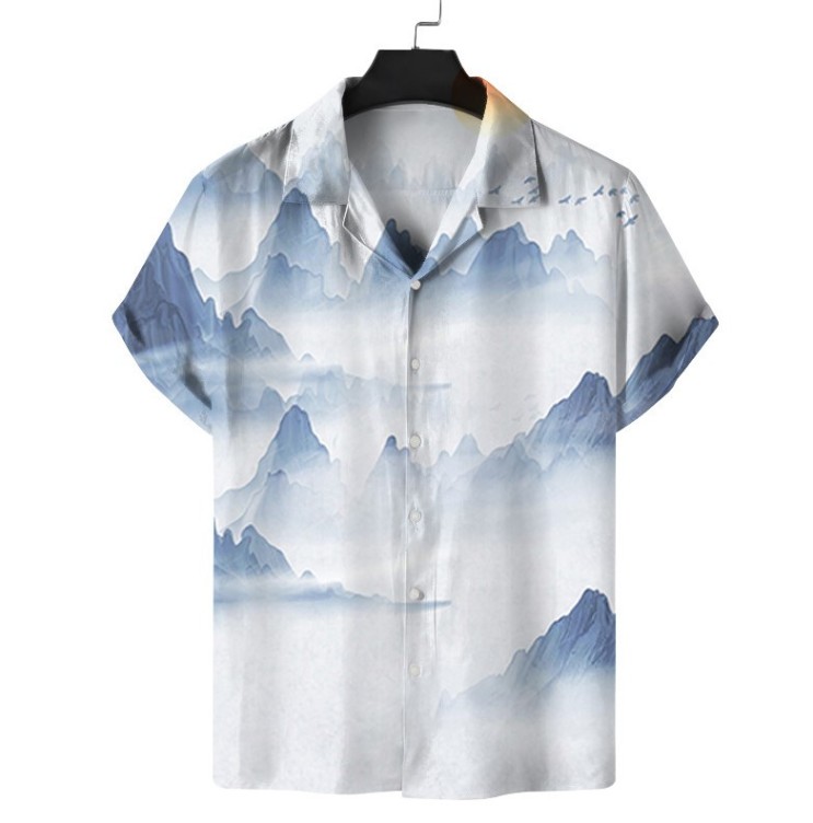 Printed casual short-sleeved fashion trend shirt