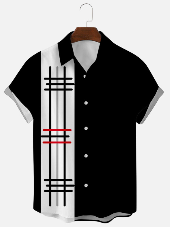 Printed striped short sleeve fashion trend shirt