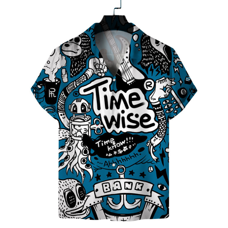 Printed casual short-sleeved fashion trend shirt