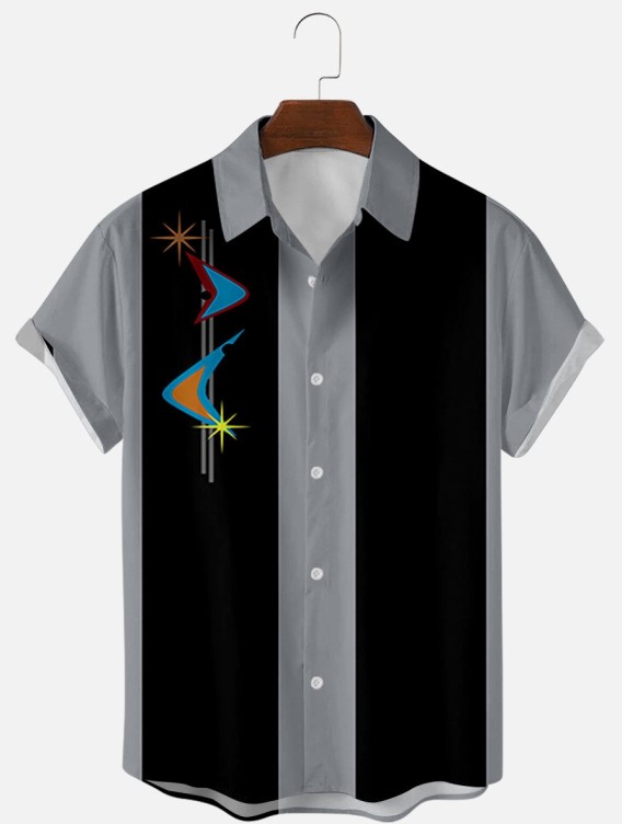 Printed striped short sleeve fashion trend shirt