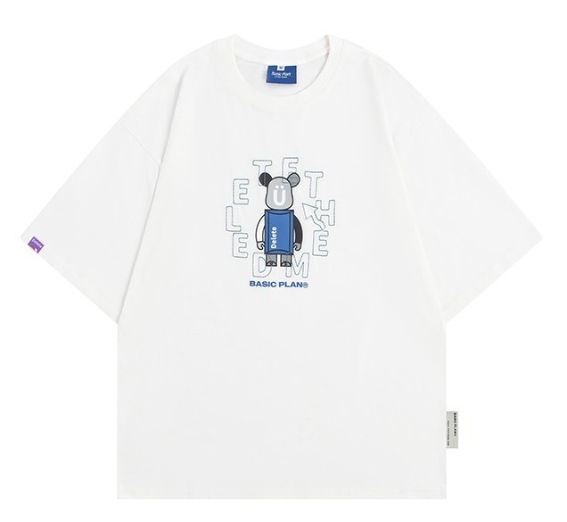Cartoon print crewneck short sleeve trend T-shirt