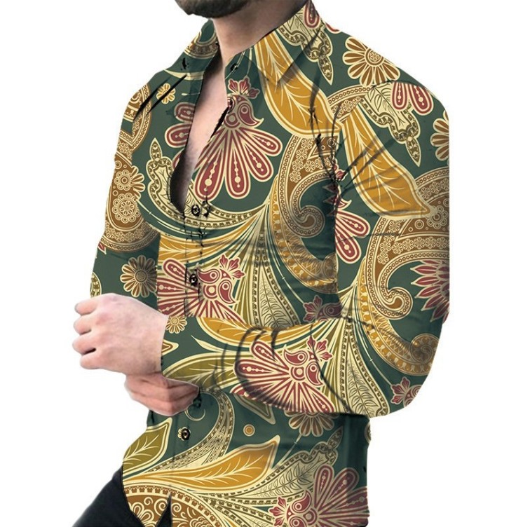Printed casual long-sleeved trend shirt