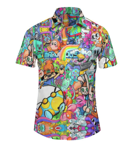 Printed casual short-sleeved fashion trend shirt