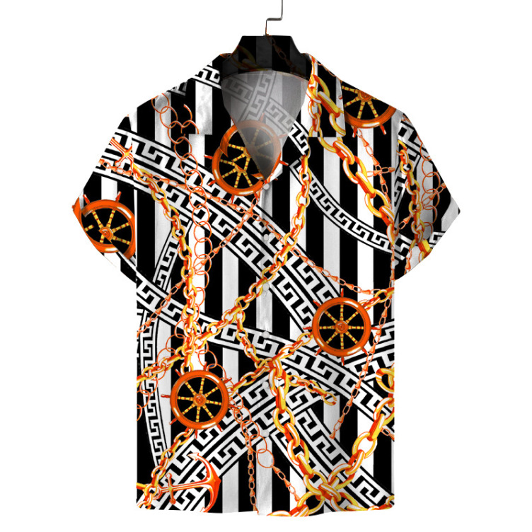 Printed casual short-sleeved trend shirt