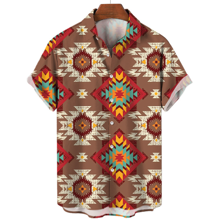Printed casual short-sleeved fashion trend shirt