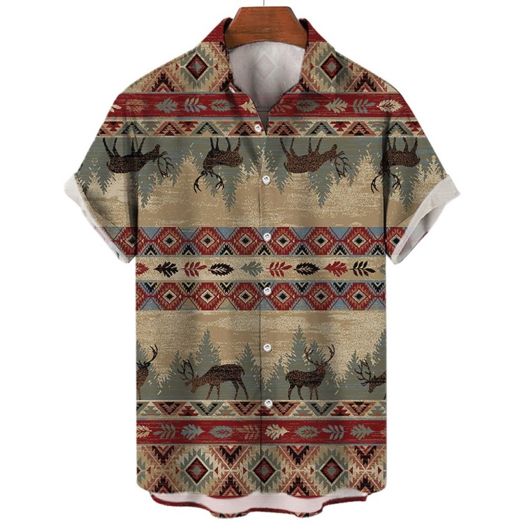 Printed casual short-sleeved fashion trend shirt