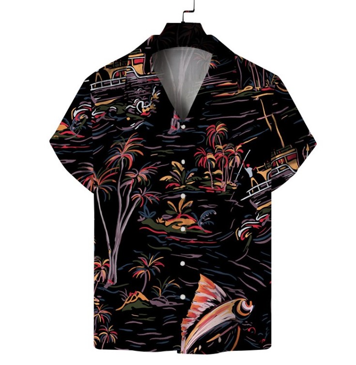 Printed casual short-sleeved trend shirt