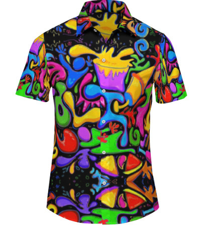 Printed casual short-sleeved fashion trend shirt