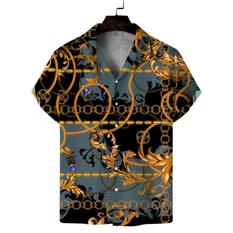 Printed casual short-sleeved trend shirt