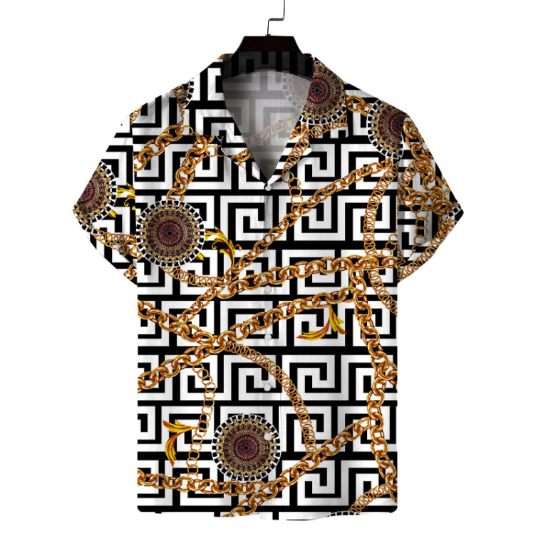 Printed casual short-sleeved trend shirt