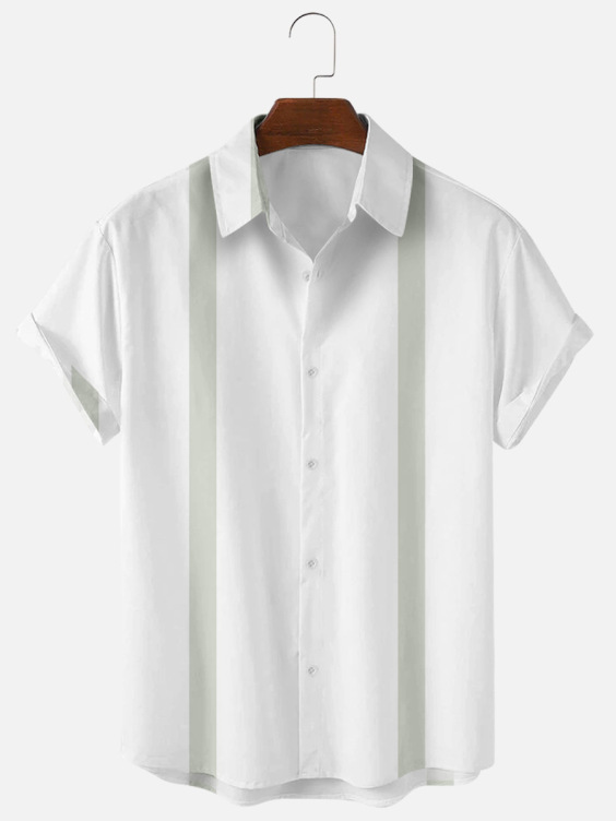 Printed striped short sleeve fashion trend shirt