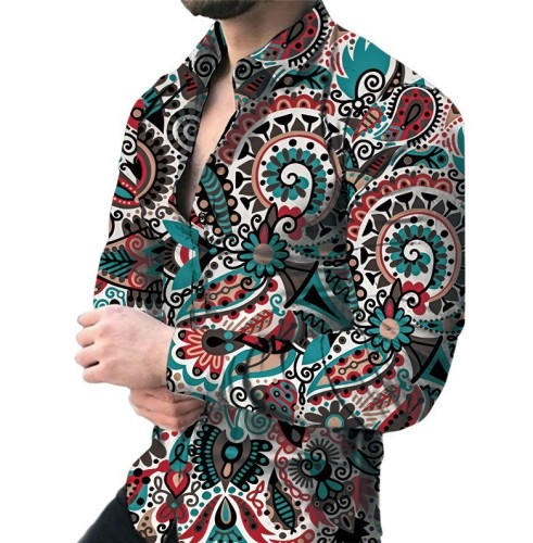 Printed casual long-sleeved trend shirt