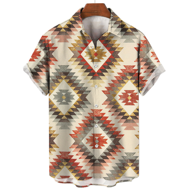 Printed casual short-sleeved fashion trend shirt