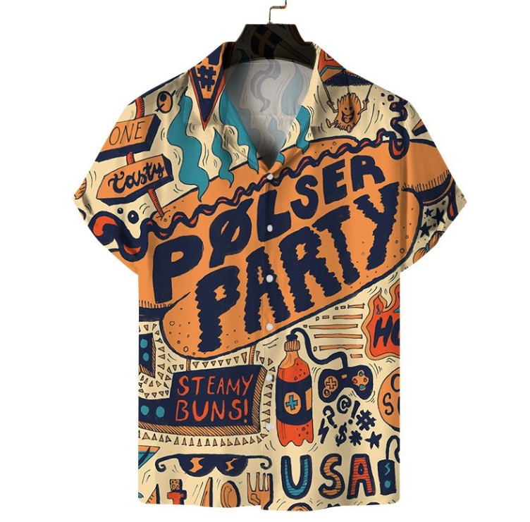 Printed casual short-sleeved fashion trend shirt