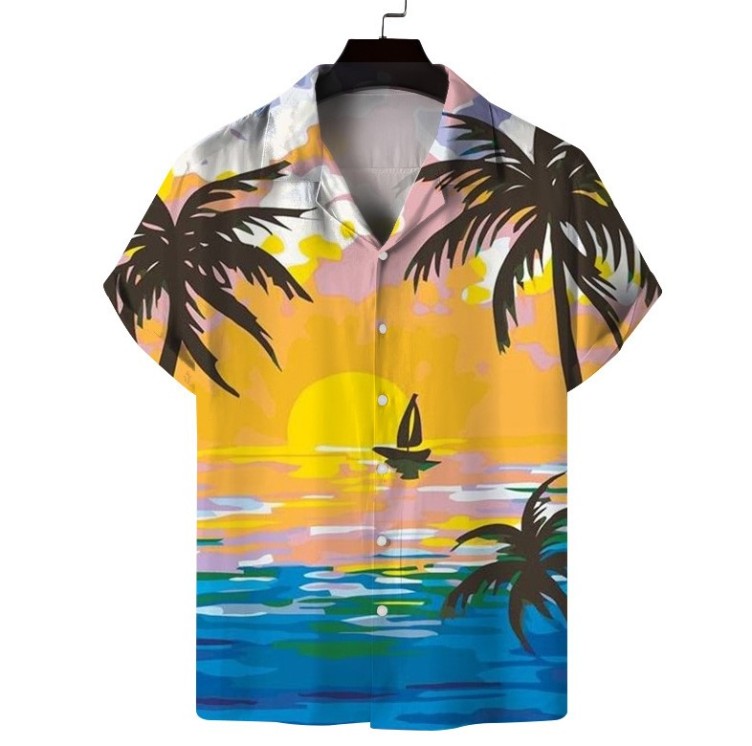 Printed casual short-sleeved fashion trend shirt